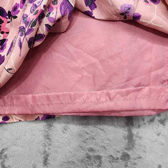Express Design Studio Skirt Womens 6 Pink Purple Floral Silk Pleated A-Line - Picture 4 of 11